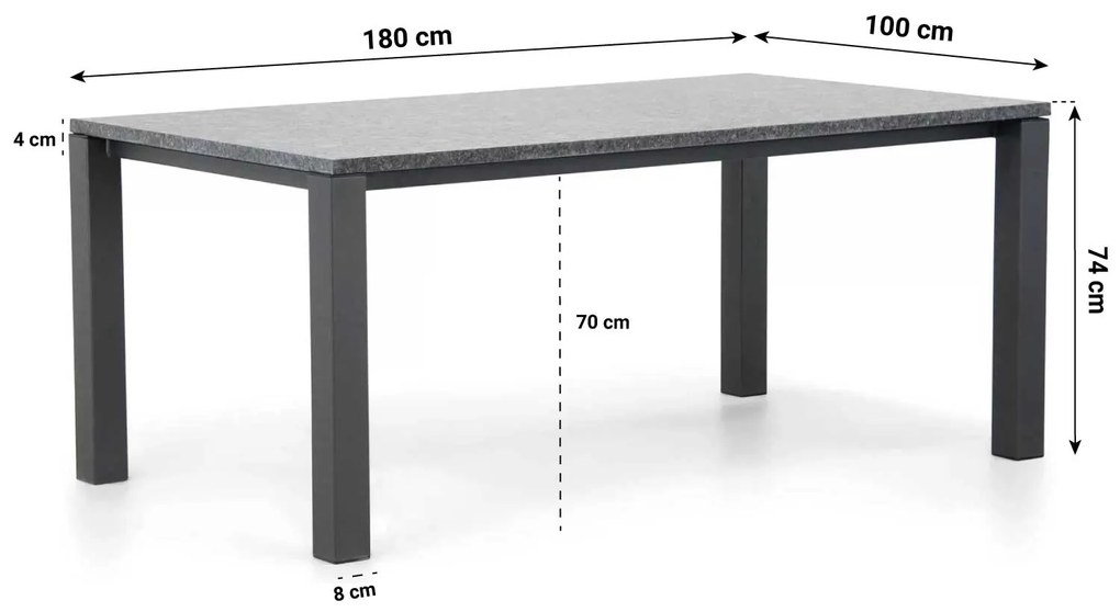 Dining Tuintafel rechthoekig 180 x 100 cm Graniet Grijs Munster