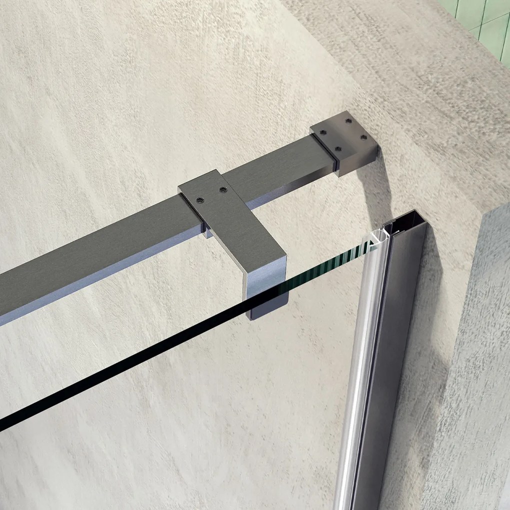 Brauer Stellar nisdeur met vaste wand 140cm RVS geborsteld PVD