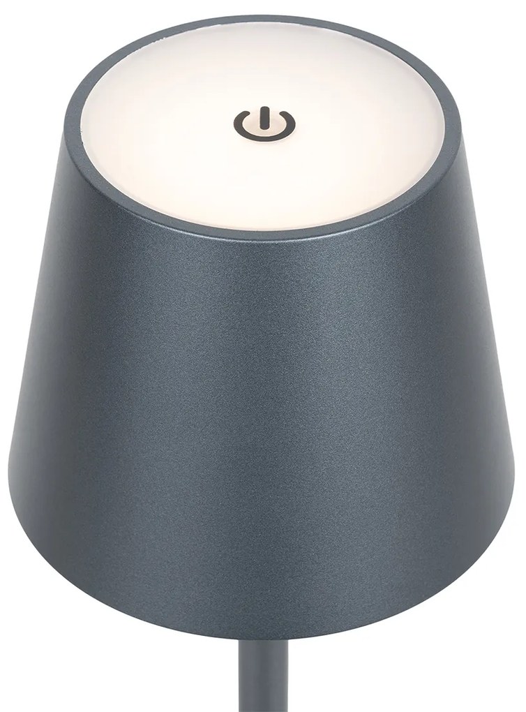 Set van 2 buiten tafellampen grijs incl. LED en dimmer oplaadbaar - Janet Modern IP44 Buitenverlichting Lamp