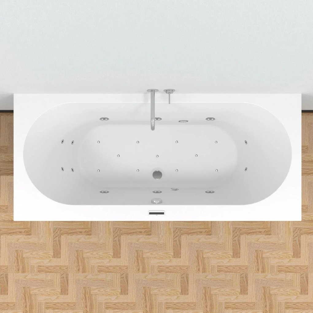 Riho Carolina bubbelbad 190x80cm wit glans met touchbediening, 6 + 4 + 2 hydrojets en 11 aerojets