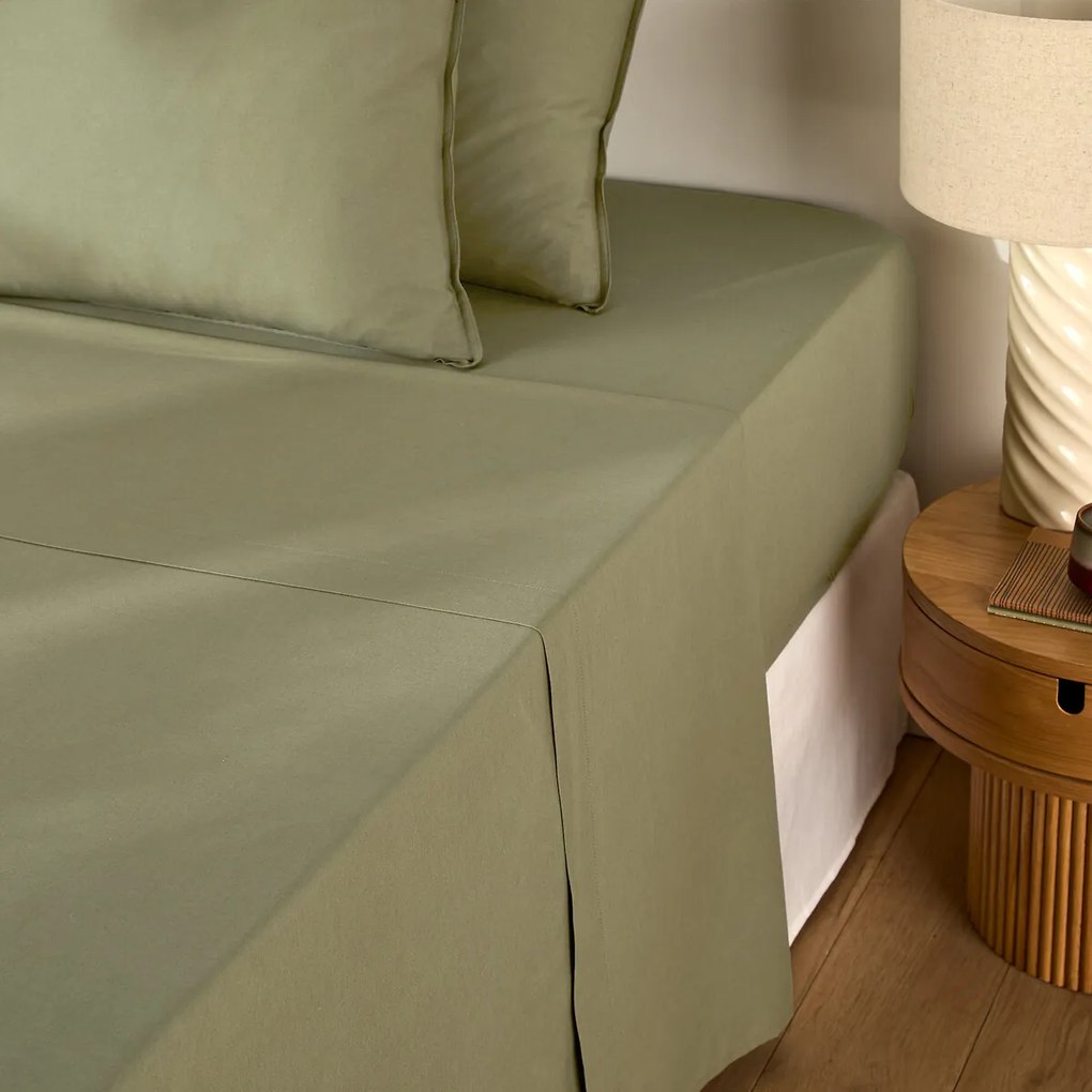 Effen plat laken in gewassen katoen, Scenario