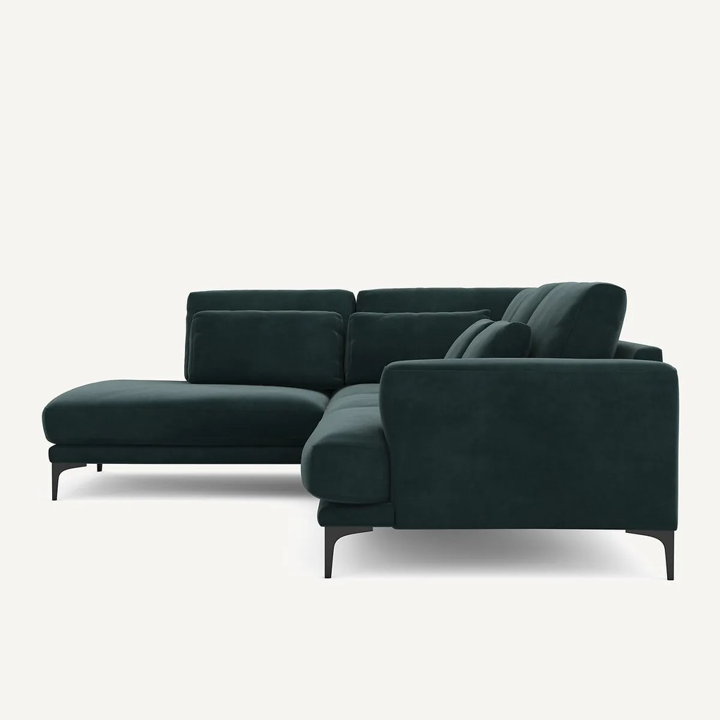 Linkse hoekbank met leuning in fluweel, Marsile