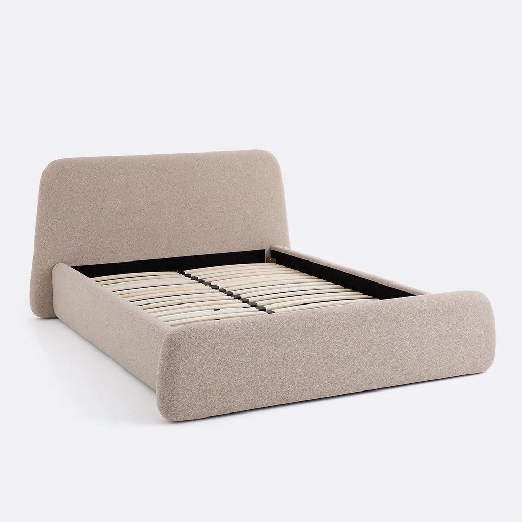 Bed met boxspring, structuurstof, STEEN