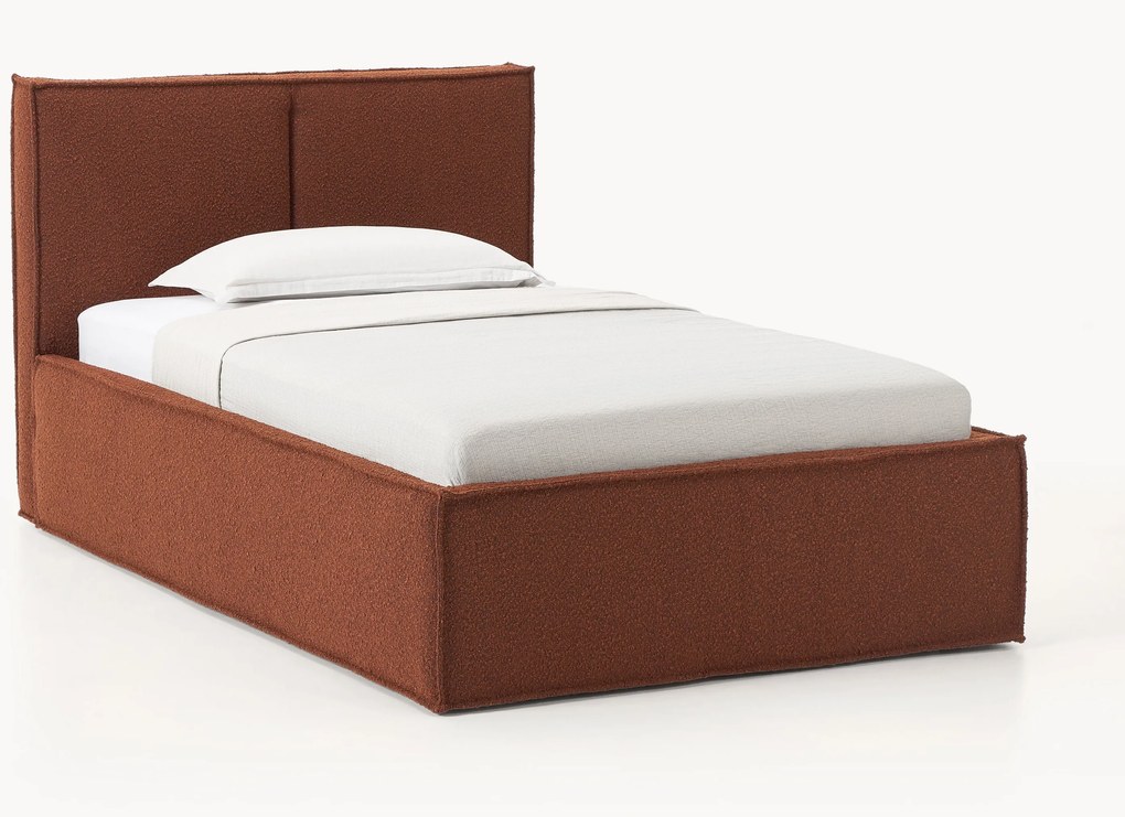 Bouclé gestoffeerd eenpersoonsbed Dream met opbergruimte