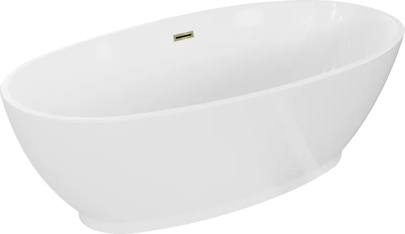 Mexen Bilbao vrijstaande badkuip 180 x 90 cm, wit, gouden overloop - 51311809000-50