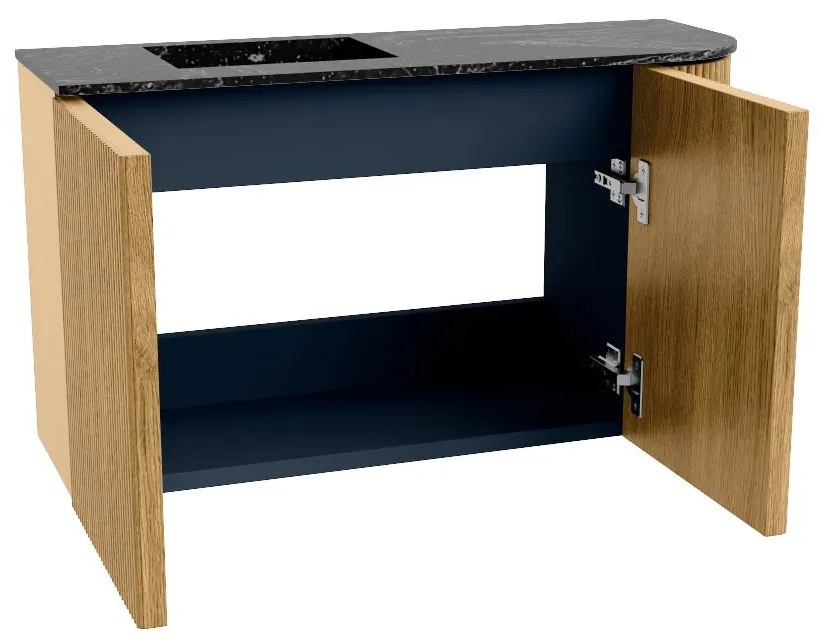 Mondiaz Joya DLux 70cm toiletmeubel ronding rechts oak met wastafel faye links 1 kraangat lava