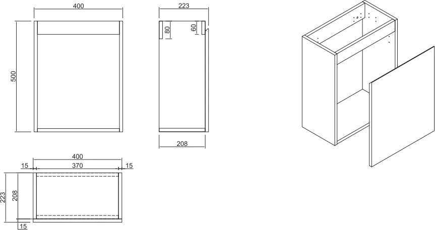 SaniGoods Mikado fontein onderkast marmer 40x22.3x50cm wit
