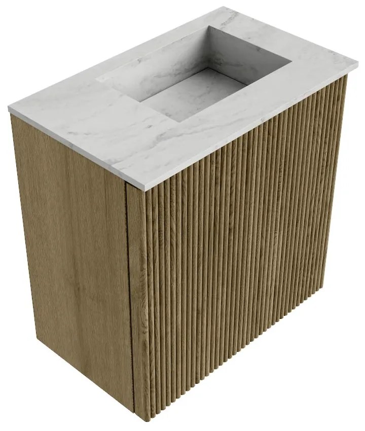 Mondiaz Joya DLux 40cm toiletmeubel dusk met wastafel faye rechts zonder kraangat opalo