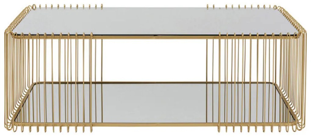 Kare Design Wire Double Rechthoekige Salontafel Goud Met Glasplaat - 119.5 X 60cm.