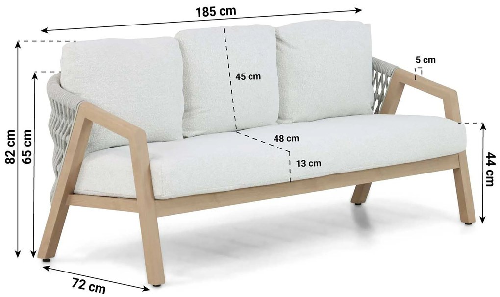 Stoel en Bank Loungeset 5 personen Aluminium Taupe  Santika Furniture Santika