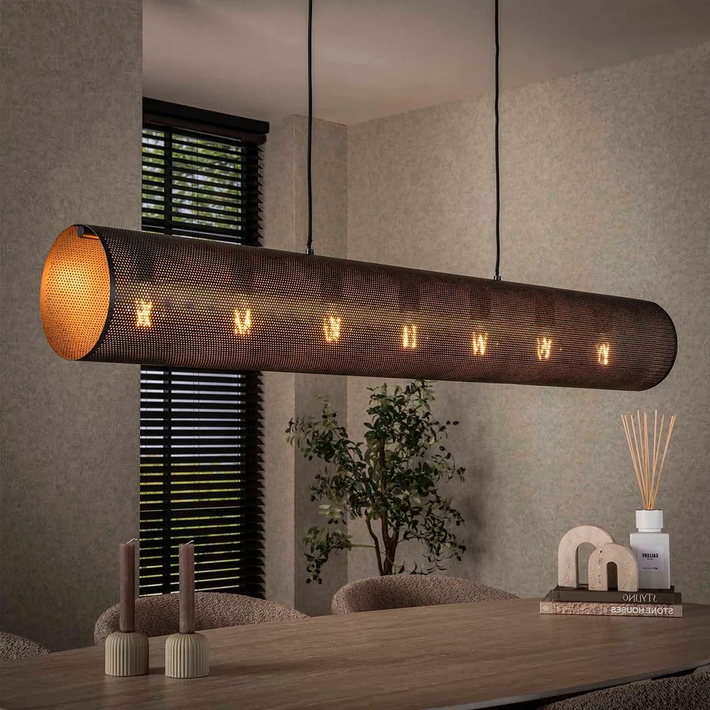 Hanglamp Koker Geperforeerd Staal 145 Cm