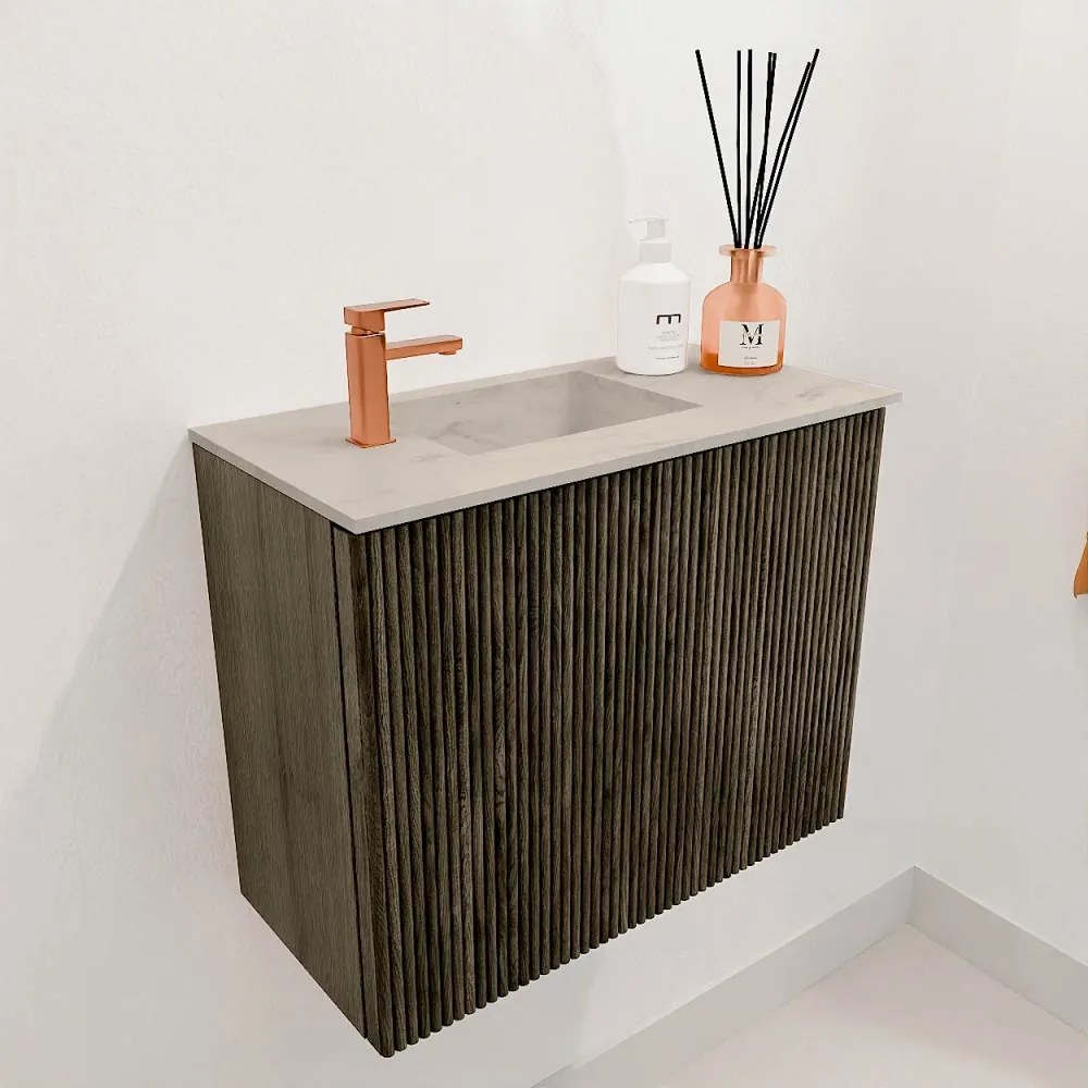 Mondiaz Joya DLux 50cm toiletmeubel shadow met wastafel faye links 1 kraangat opalo