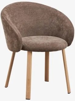 Set Van 2 Gestoffeerde Eetkamerstoelen Nairea Natuurlijk Hout & Chenilla Bruin Café - Sklum
