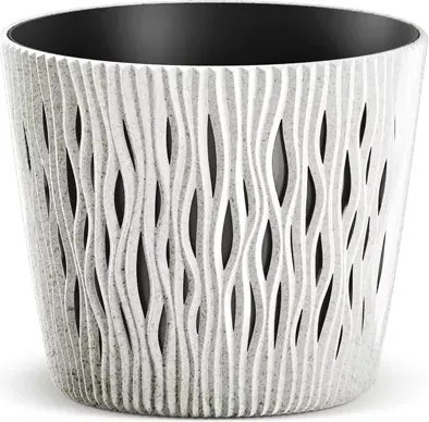 Prosperplast Sandy Round Eco Wood Bloempot - ECO Wit -Ø 13 cm - Met echt hout