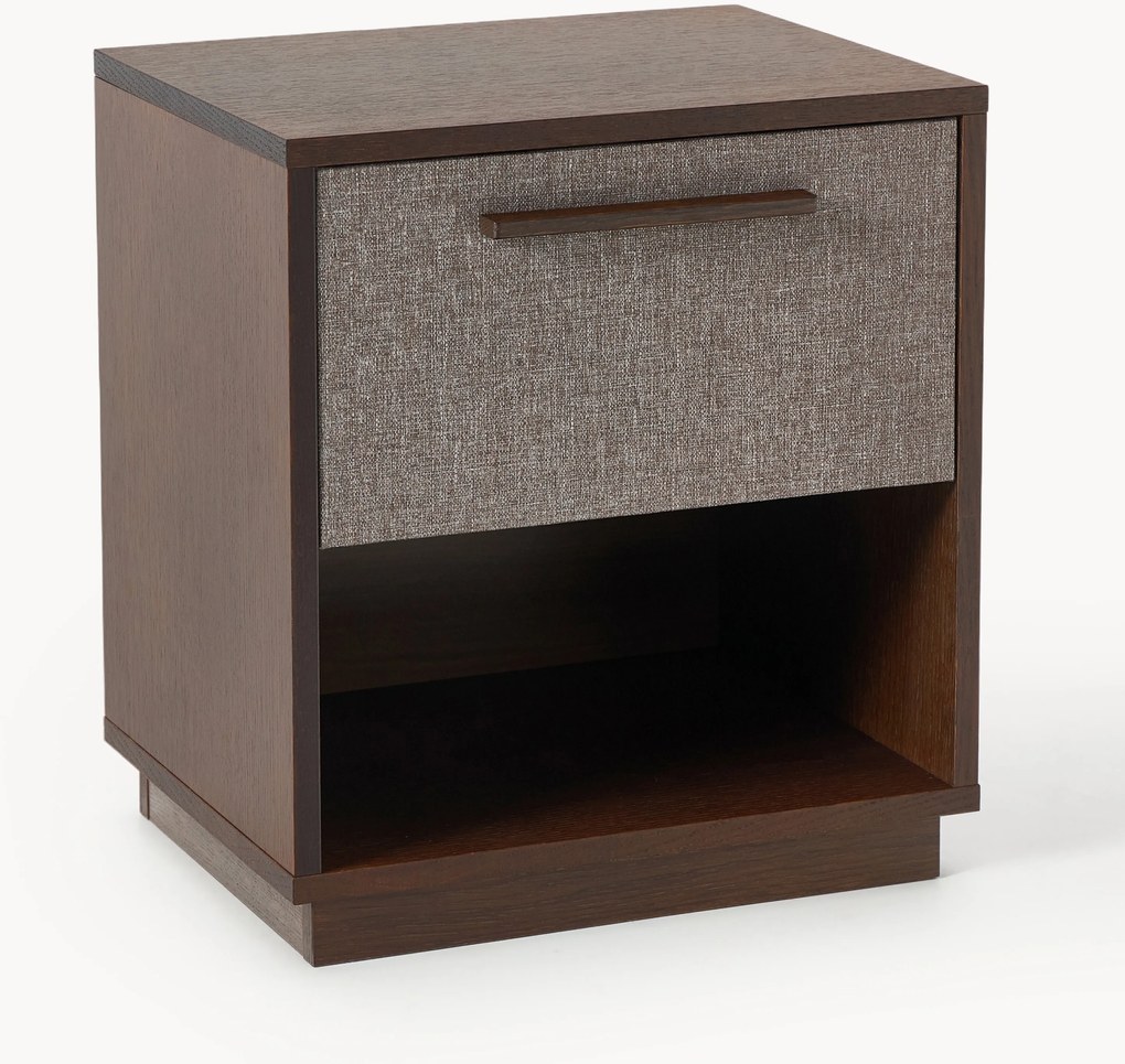 Houten nachtkastje Wisp met gestoffeerde voorkant