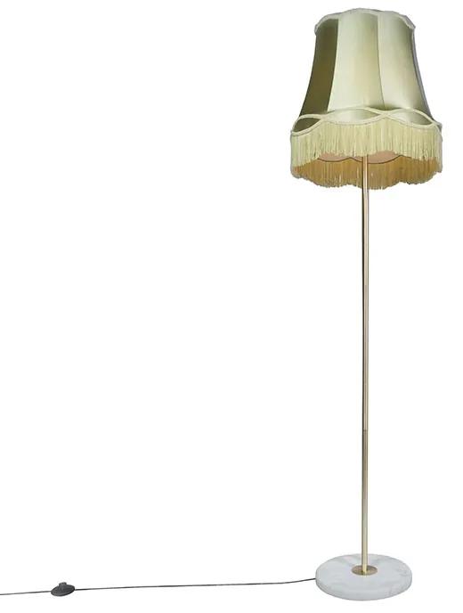 Retro vloerlamp messing met Granny kap groen 45 cm - Kaso Retro E27 rond Binnenverlichting Steen / Beton Lamp