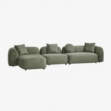 Modulaire Linker Chaise Longue Bank Van 3 Delen In Chenille Coco Chenille Saliegroen - Sklum