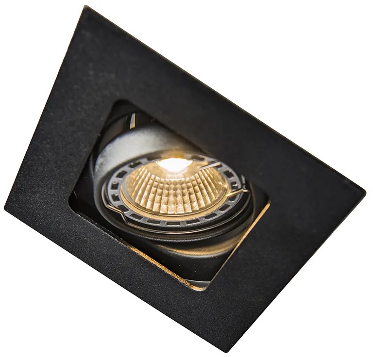 Set van 6 Vierkante inbouwspot zwart draai- en kantelbaar - Artemis
