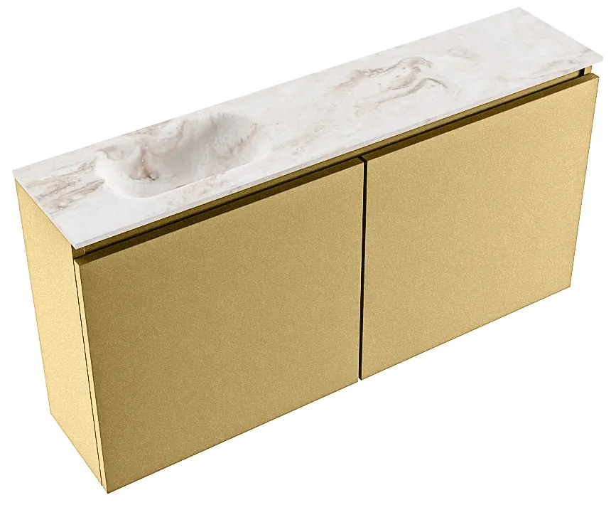 Mondiaz Ture DLux toiletmeubel 100cm oro met wastafel frappe links met kraangat