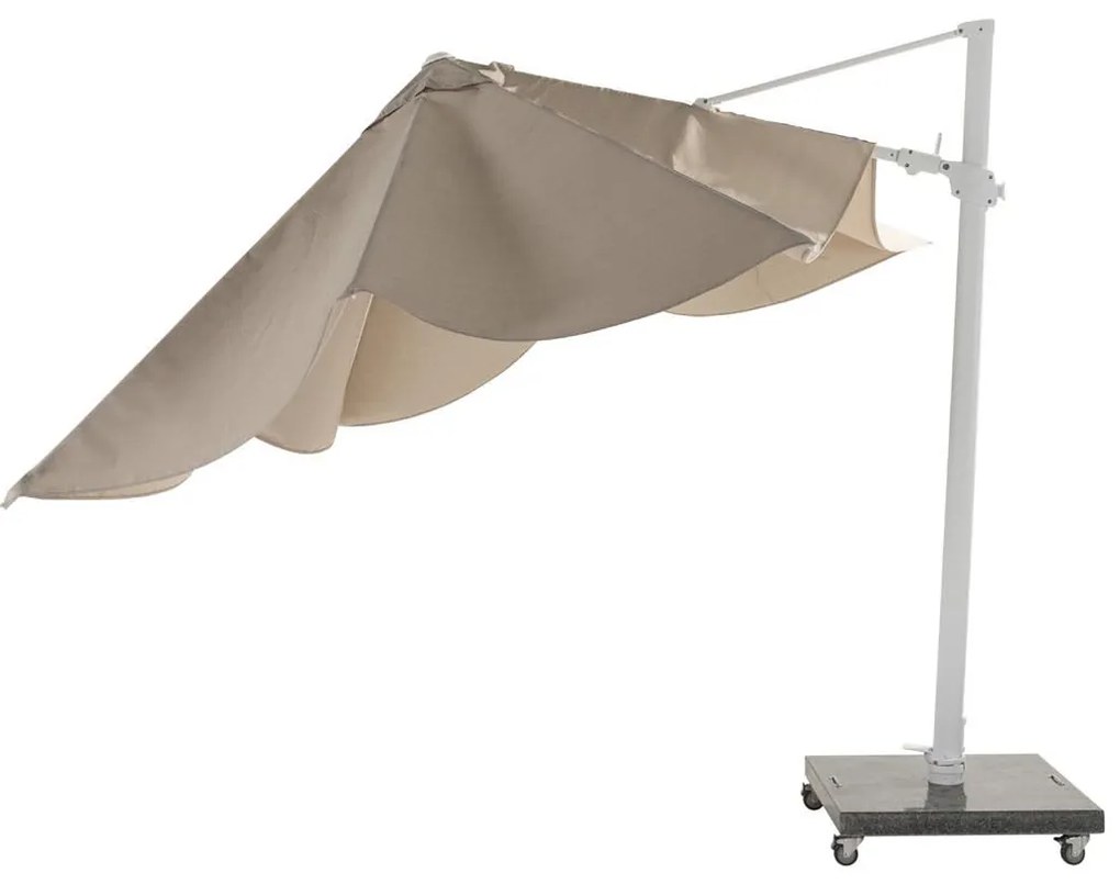 4 Seasons Outdoor Siesta PREMIUM 300 x 300 cm parasol zand doek met wit frame SALE Parasol   houtkleur weerbestendig