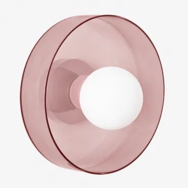 Jaxal Wandlamp Van Glas En Roestvrij Staal Roze & Ø25 Cm - Sklum