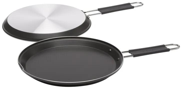 Grill dubbele frittatapan Ã¸ 24 cm aluminium zwart