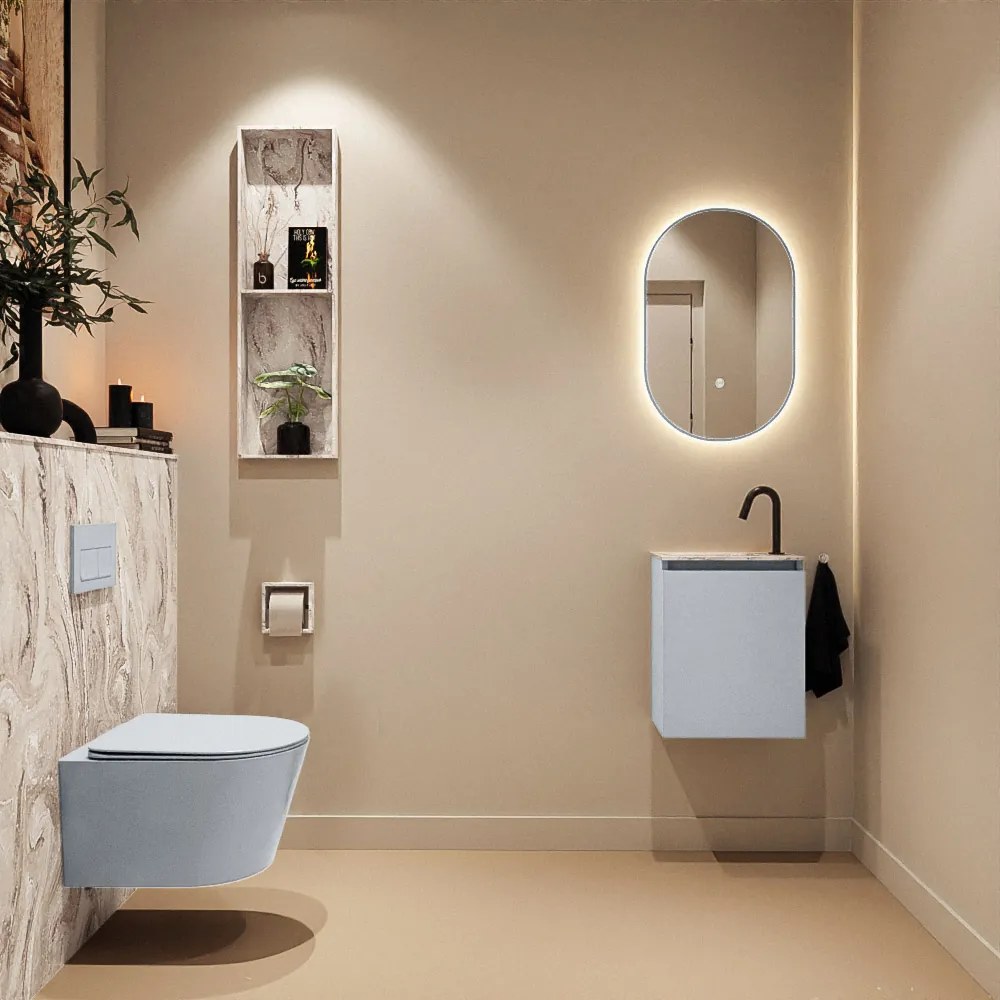 Mondiaz Ture DLux toiletmeubel 40cm clay met wastafel glace links met kraangat