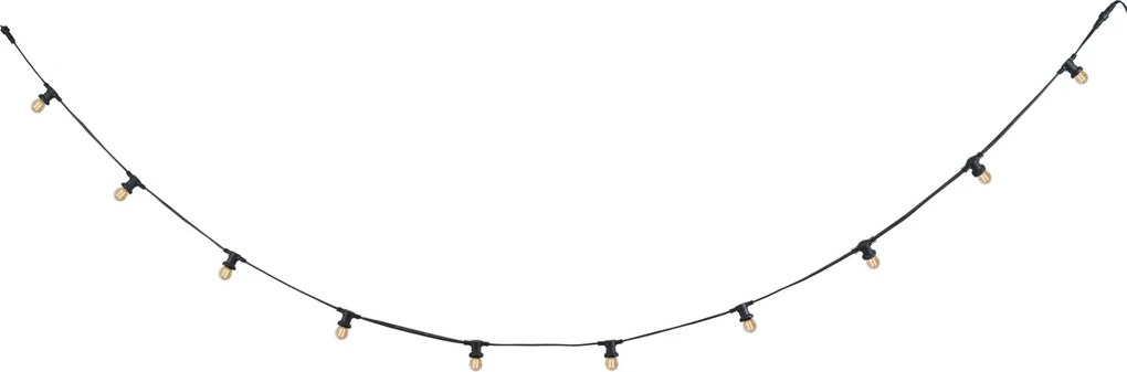 Lichtsnoer zwart koppelbaar met stekker 6m incl. E27 10-lichts IP64 - Lubber