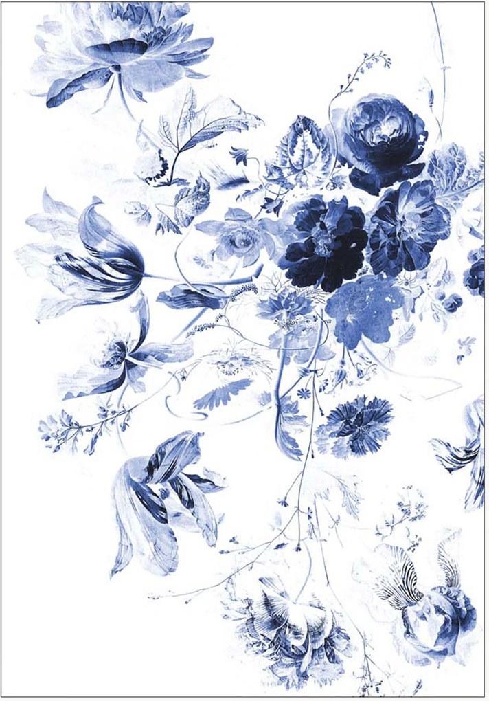 Behang Royal Blue Flowers III