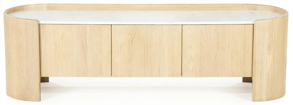 Eleonora Don Tv-meubel Eiken Met Wit Marmer 160 Cm - 165x45x50cm.