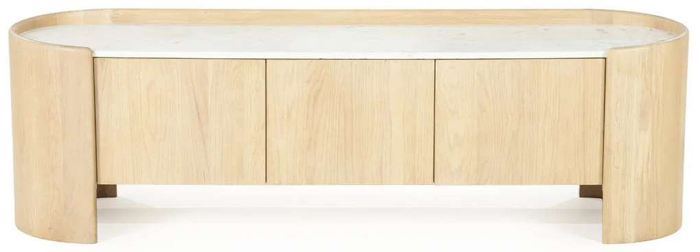 Tv-meubel Eiken Met Wit Marmer 160 Cm - 165x45x50cm.