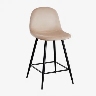Set Van 2 Hoge Krukken Van Glamm-fluweel Zwart & Bruin - Tarwe & ↑65 Cm - Sklum