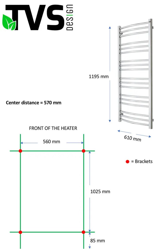 TVS Design Nemo handdoekradiator zwart 418W 140x61cm