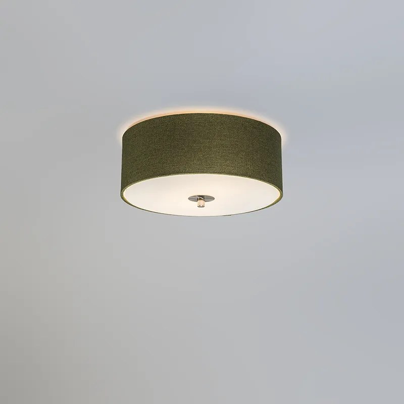 Stoffen Landelijke plafondlamp groen 30 cm - Drum Jute Landelijk / Rustiek, Modern E27 cilinder / rond rond Binnenverlichting Lamp