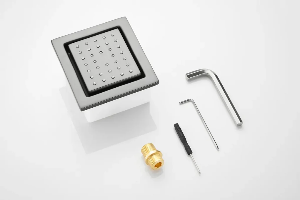 Saniclear Iron inbouw massage jet vierkant verouderd ijzer - gunmetal