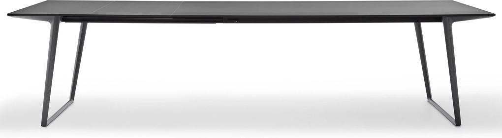 MDF Italia Axy uitschuifbare tafel 200-300x90 zwart tafelblad met grijs onderstel