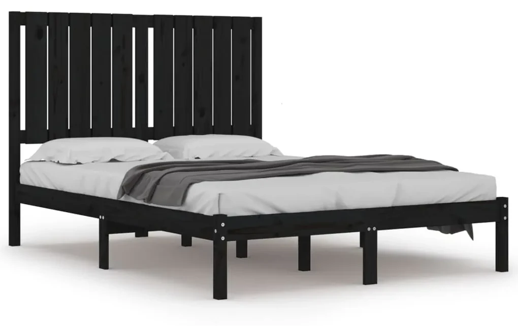 vidaXL Bedframe massief grenenhout zwart 120x200 cm