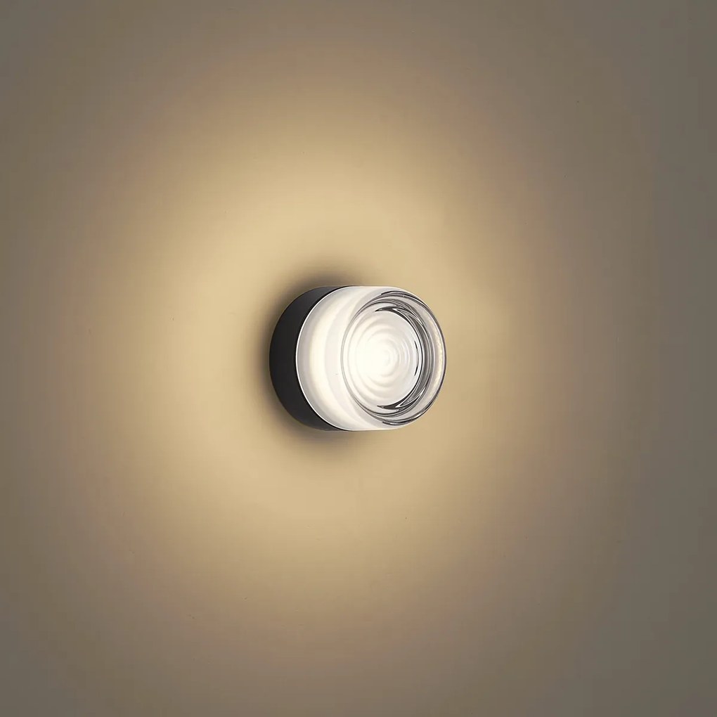 Design wandlamp zwart met opaal glas IP44 - Michele