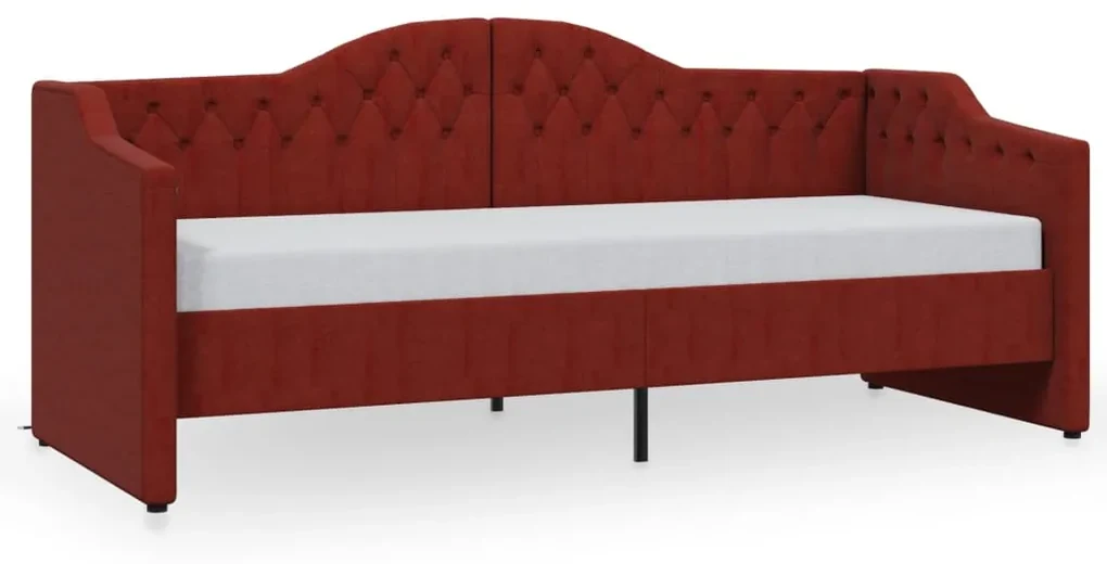 vidaXL Slaapbank met matras en USB stof wijnrood 90x200 cm