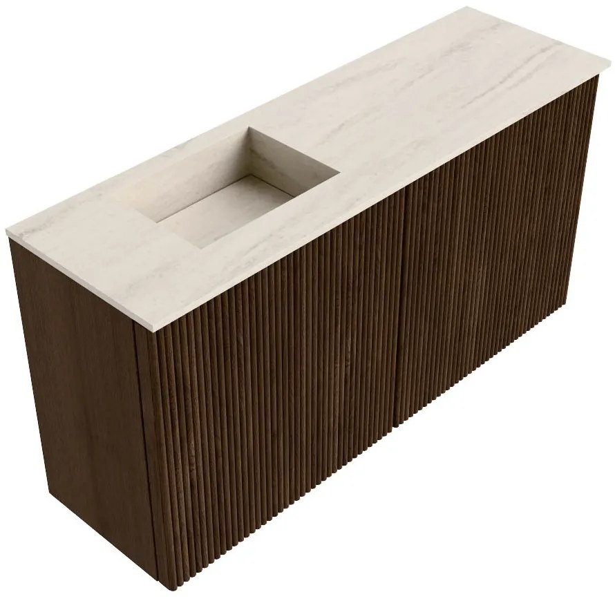Mondiaz Joya DLux 80cm toiletmeubel walnut met wastafel faye links 1 kraangat meli