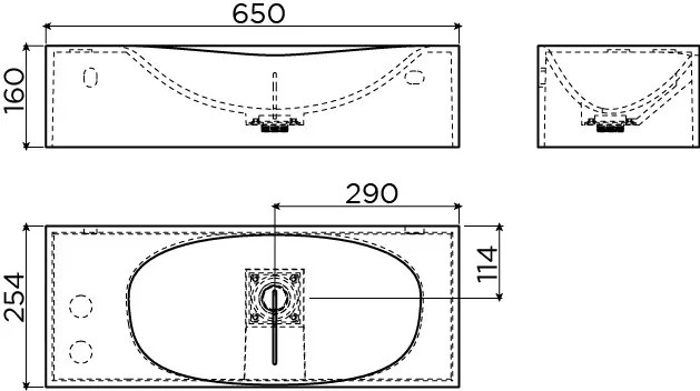 Clou Hammock Plus fontein solid surface 65cm wit mat