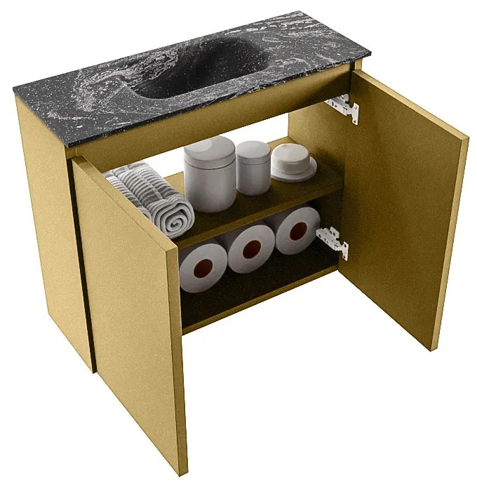 Mondiaz Ture DLux toiletmeubel 60cm oro met wastafel lava midden zonder kraangat