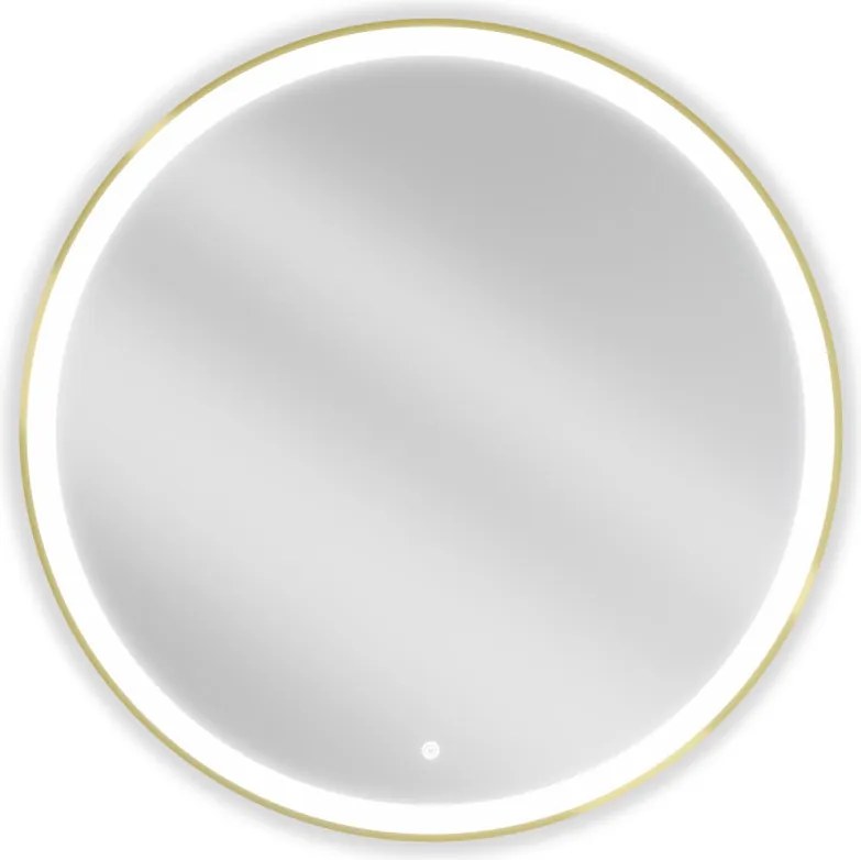Mexen Esso ronde, verlichte badkamer spiegel, 90 cm, LED 6000K, antivorming, gouden frame - 9825-090-090-611-50