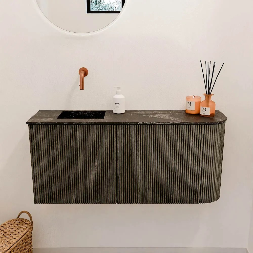 Mondiaz Joya DLux 90cm toiletmeubel ronding rechts shadow met wastafel faye links zonder kraangat lava