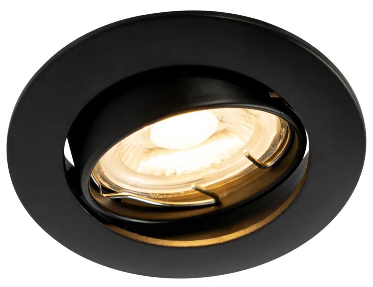 Set van 6 inbouwspots zwart GU10 35mm - Edu