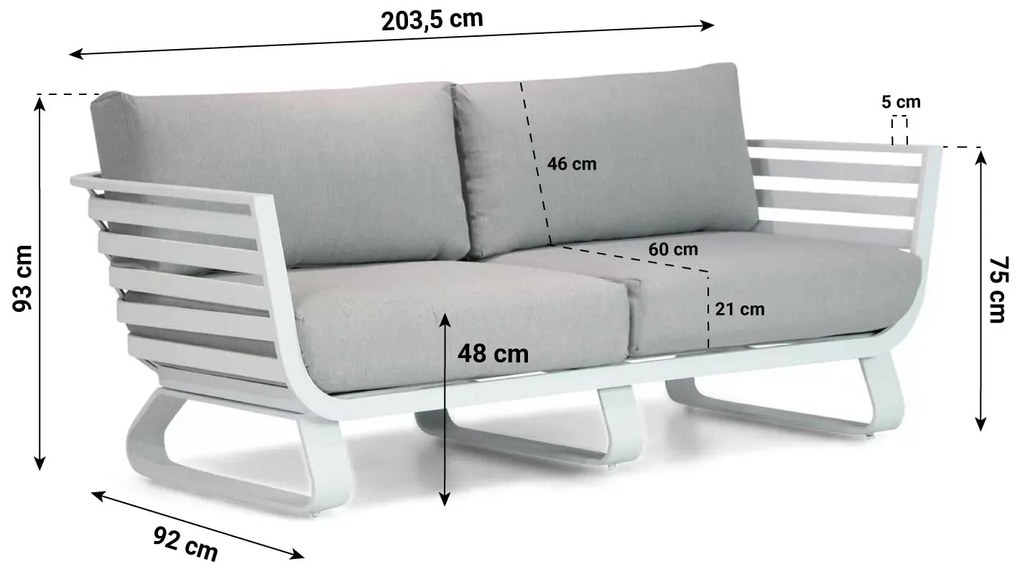 Santika Furniture Santika Sovita Stoel-bank Loungeset Aluminium Wit 3-delig