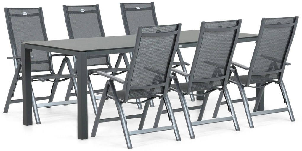 Tuinset 6 personen 220 cm Aluminium/textileen Grijs Hartman Royal