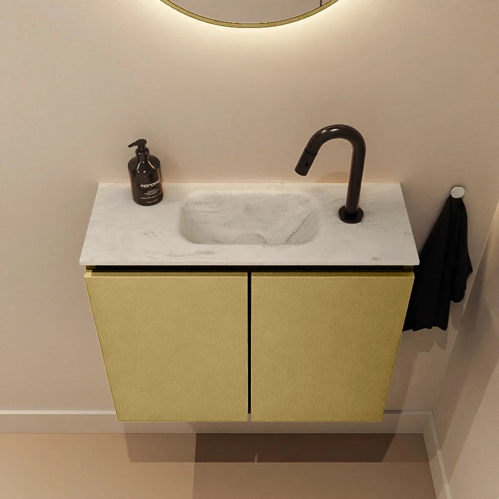 Mondiaz Ture DLux toiletmeubel 60cm oro met wastafel opalo midden met kraangat