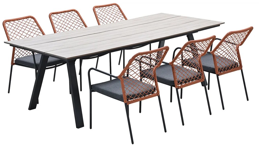 Garden Impressions Ross tuinset 7-delig koper - Braga tuintafel 220x100 cm