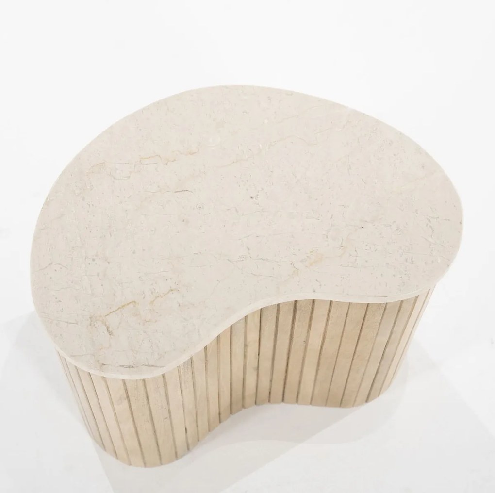 Bijzettafel Met Beige Marmer Blad - 50 X 33cm.